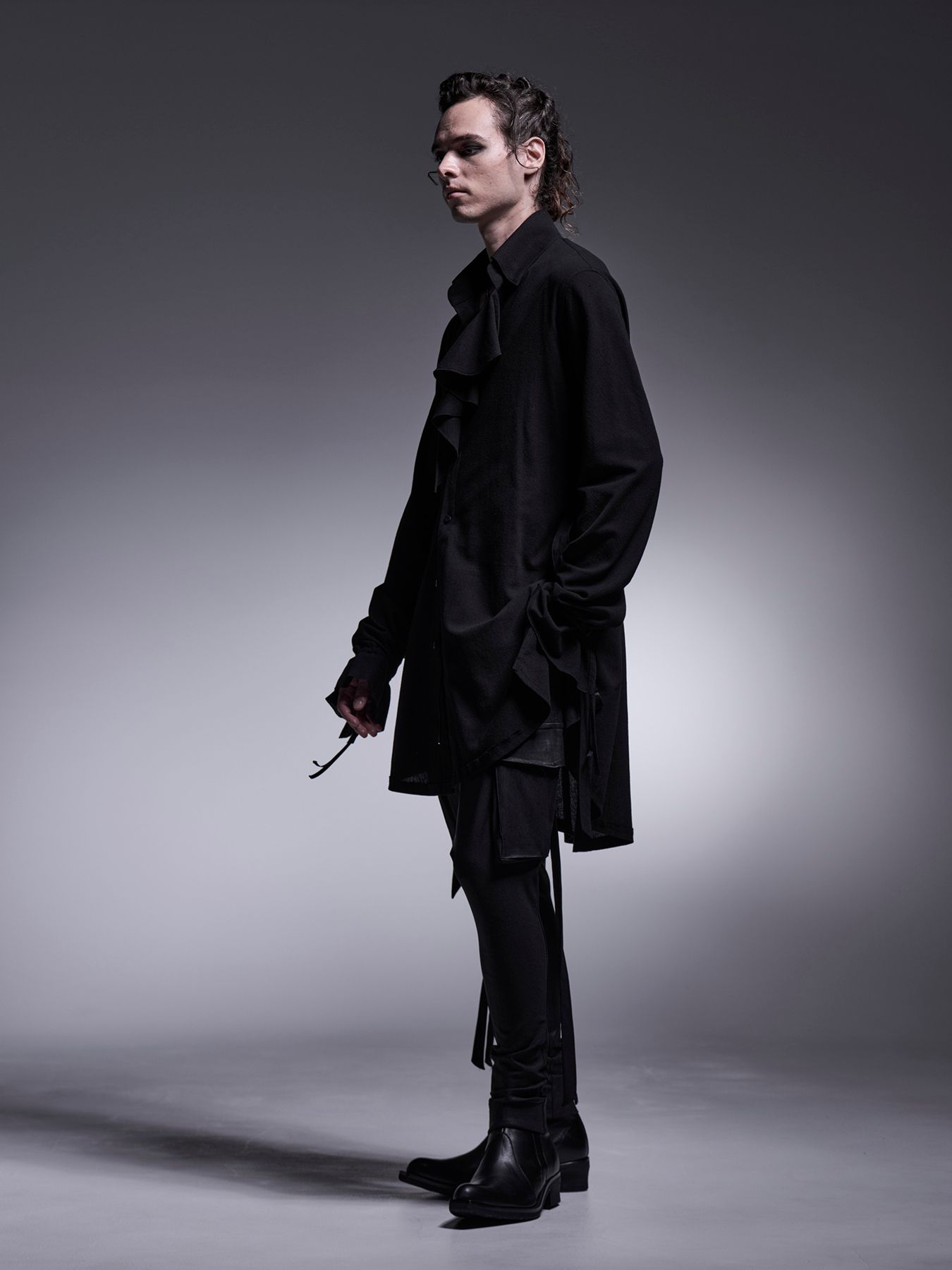 【予約品 】Shirring Frill Shirt / シャーリングフリルシャツ / ブラック