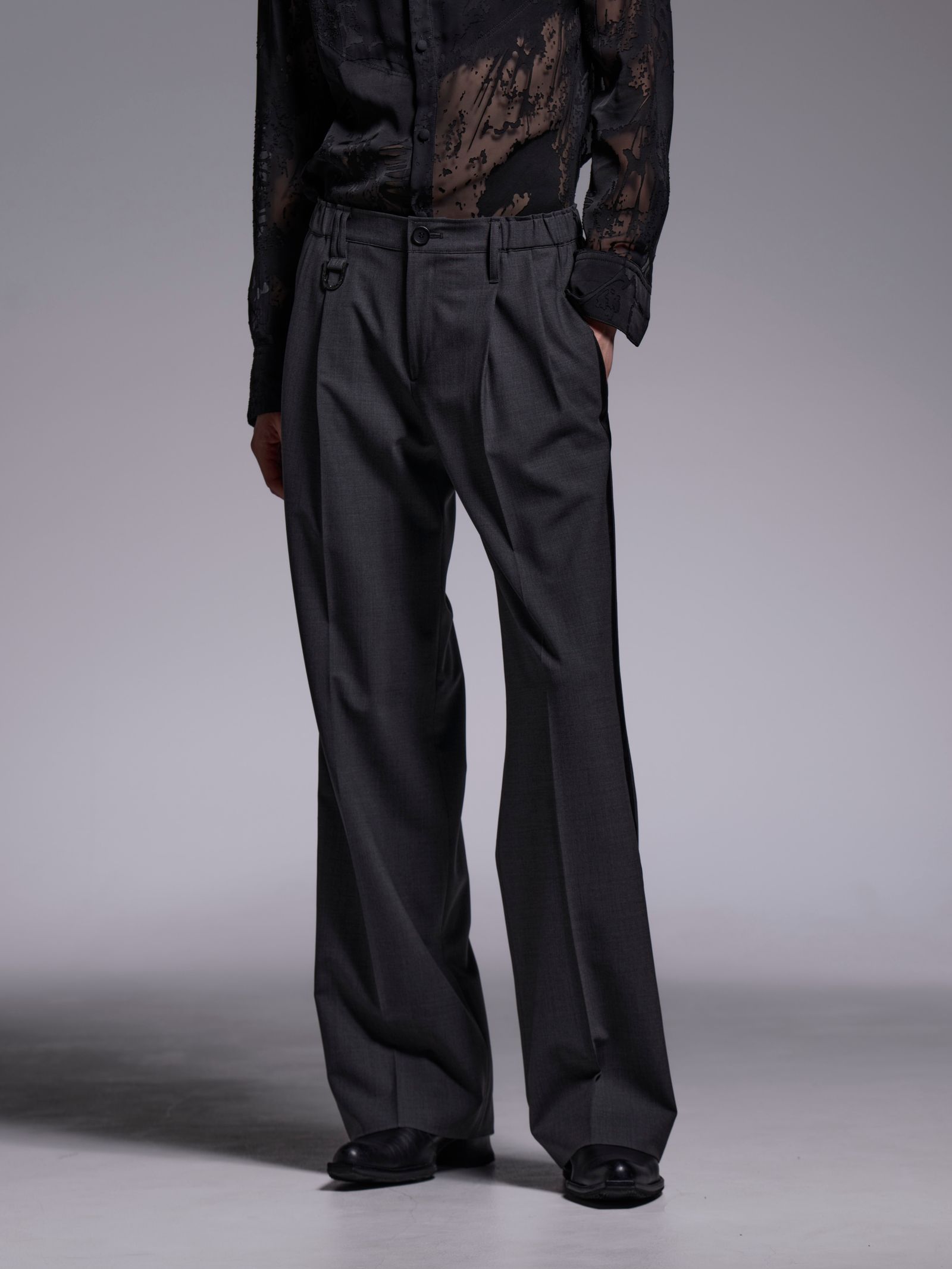 【予約品 1月4日(日) 締切】Side Line Wide Slacks / サイドライン ワイドスラックス / グレー