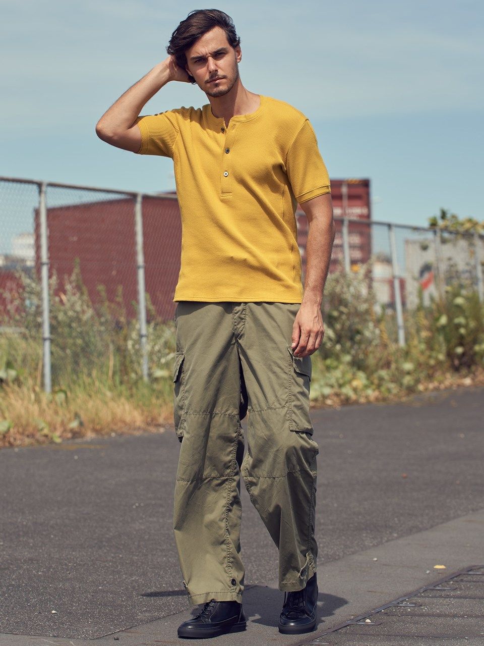 《予約品》 waffle henley / Tシャツ / イエロー