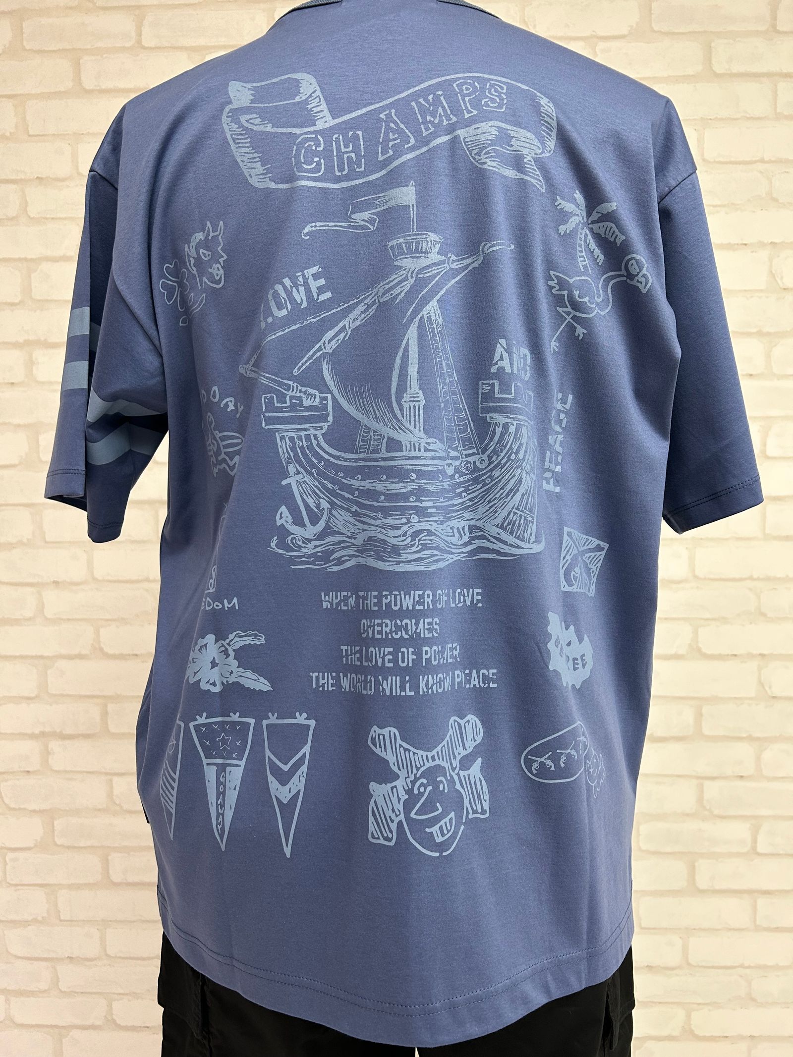 EAGLE TEE /全面プリント Tシャツ / ブルー 【roarguns 】
