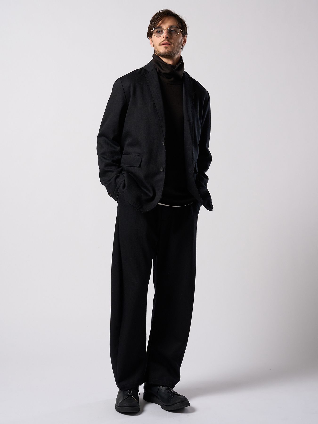 【予約品 4月19日(日) 18時締切】venetian stripe wide banana slacks / ヴェネツィアン ストライプ ワイドバナナスラックス / ブラック