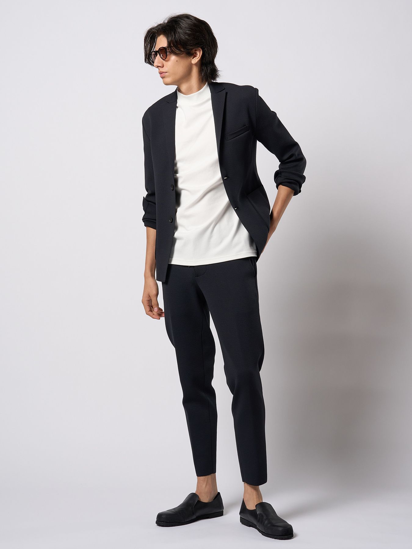 【予約品 9月23日(火) 締切】function knit jacket (jacquard check) / ファンクションニットジャケット (ジャガードチェック) / ブラックチェック