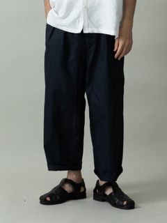 【予約品 2月1日(日) 締切】DRESSYEASE TRUSERS  gaba / ツータックイージートラウザーズ / ネイビー