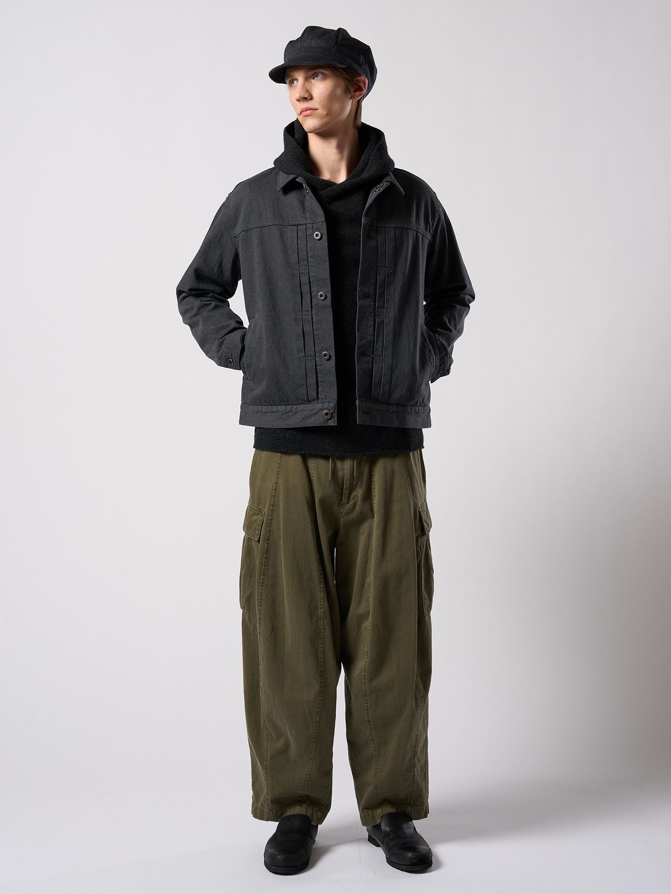 【予約品 4月19日(日) 18時締切】venetian stripe engineer cap / ヴェネツィアン ストライプ エンジニアキャップ / チャコール