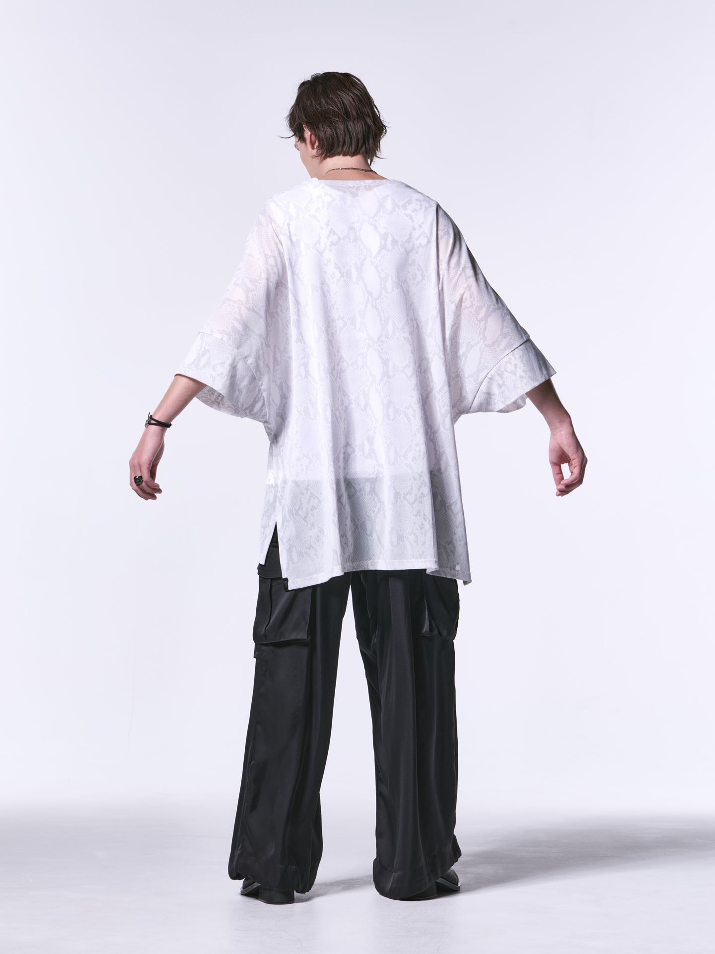 《予約品1月》 Dolman-T / メッシュ ドルマンTシャツ / ホワイトパイソン