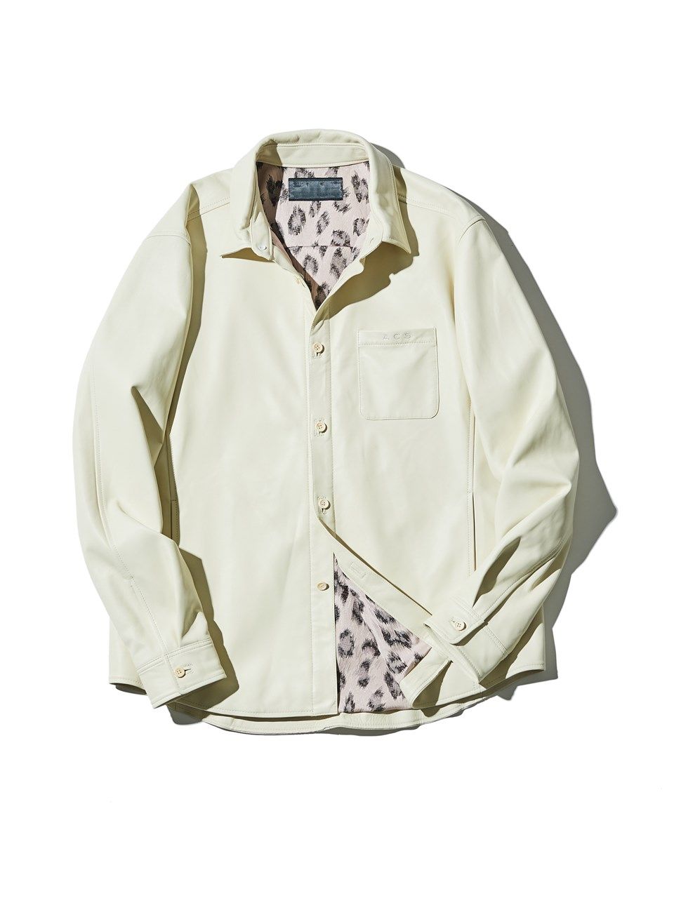 (予約品2023年10月19日18時締め)  Leather Shirt Jacket / レザーシャツジャケット / ホワイト