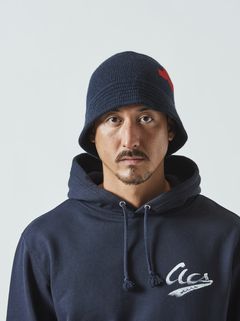 (予約品)  muta WAVE Logo Knit Bucket Hat / バケットキャップ / ネイビー・レッド 【Acanthus×muta】 10月上旬頃入荷予定