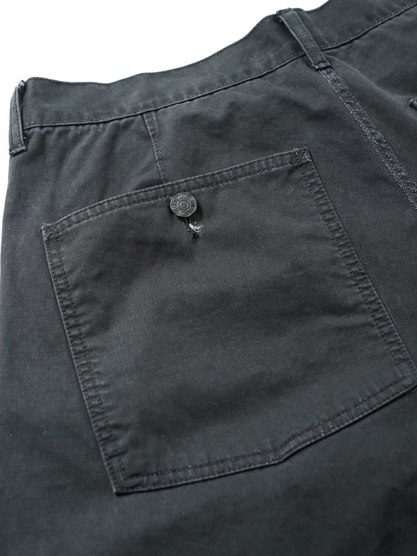 【予約品 5月6日(水) 締切】USN-MIRITARYHERRINGBONE aged / ユーズド加工 ミリタリーパンツ / ブラック