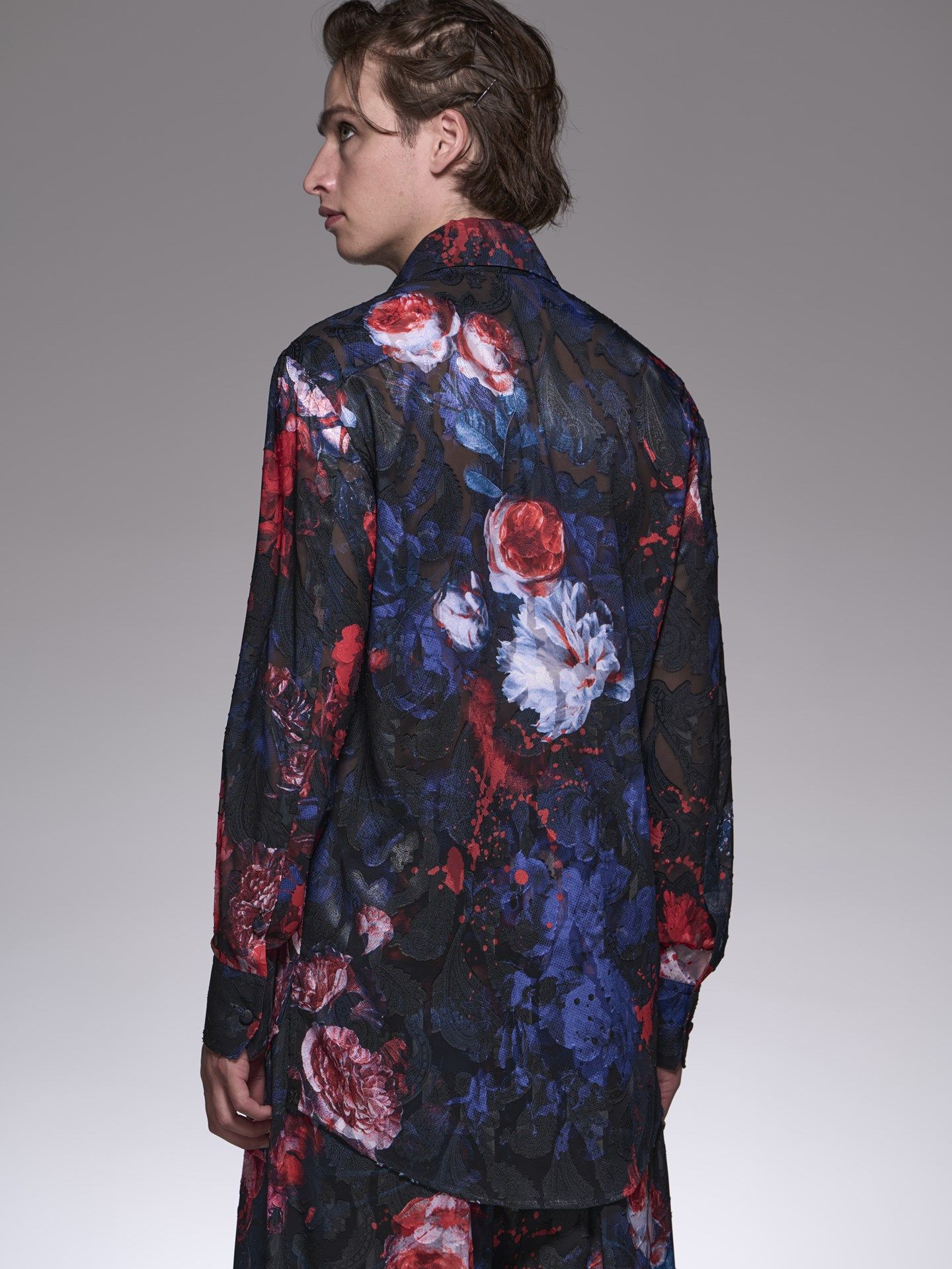 《予約品》 SplashFloraShirt / シャツ / ネイビー＆レッド