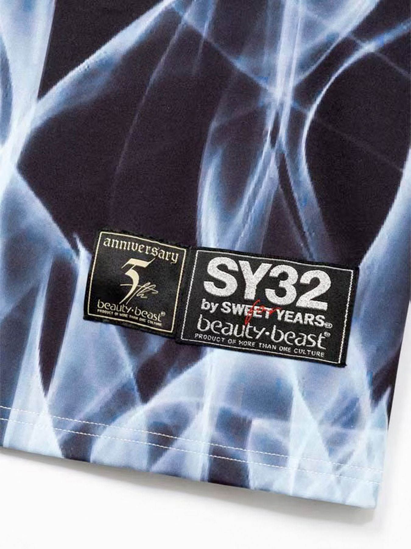 Wネームコラボ beauty:beast × SY32  SWEAT TEE / ブラック×ホワイト【SY32 by SWEET YEARS】