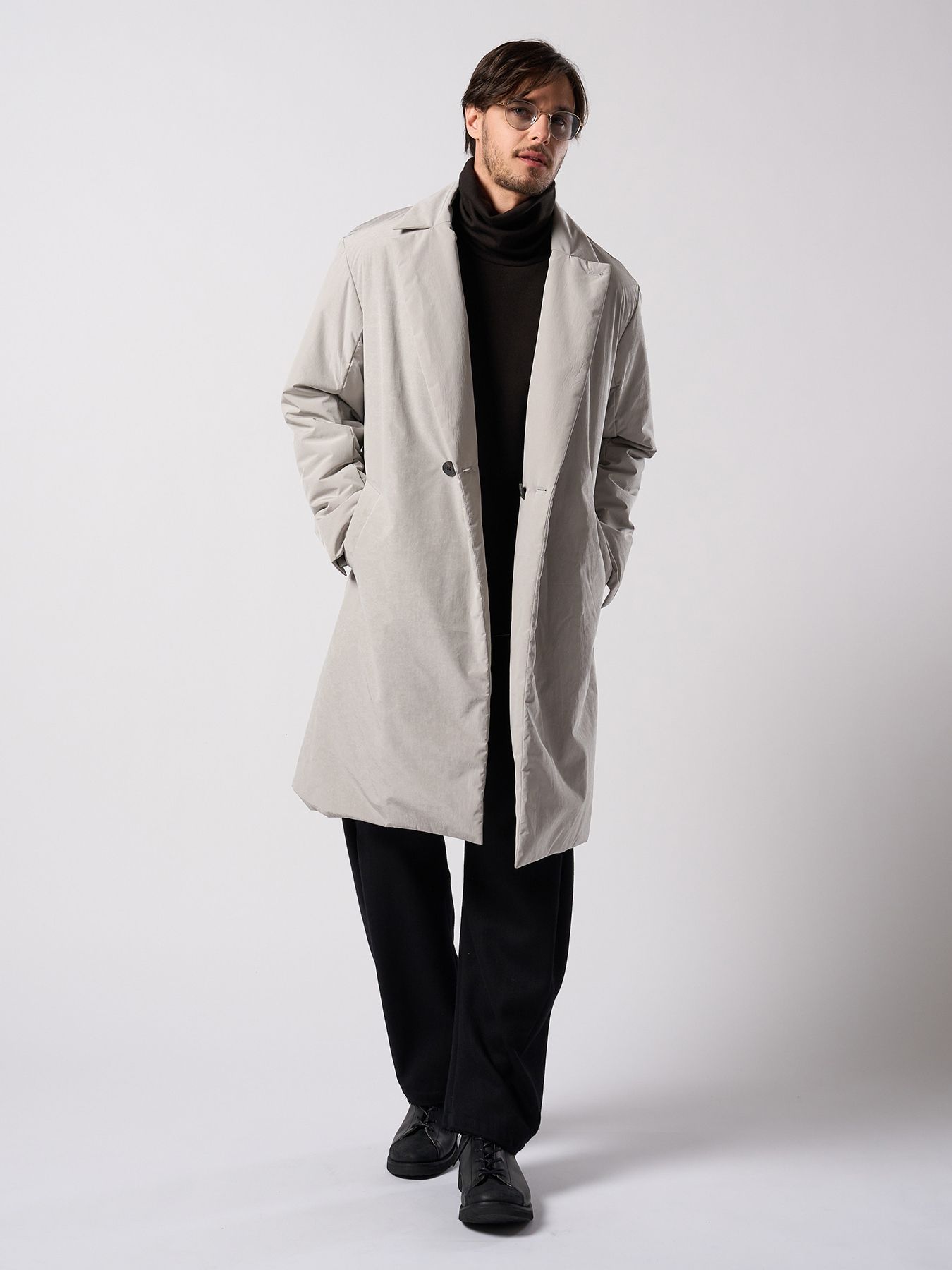 【予約品 4月19日(日) 18時締切】double breasted solid coat / ダブルブレスト ソリッド コート / フェードグレー