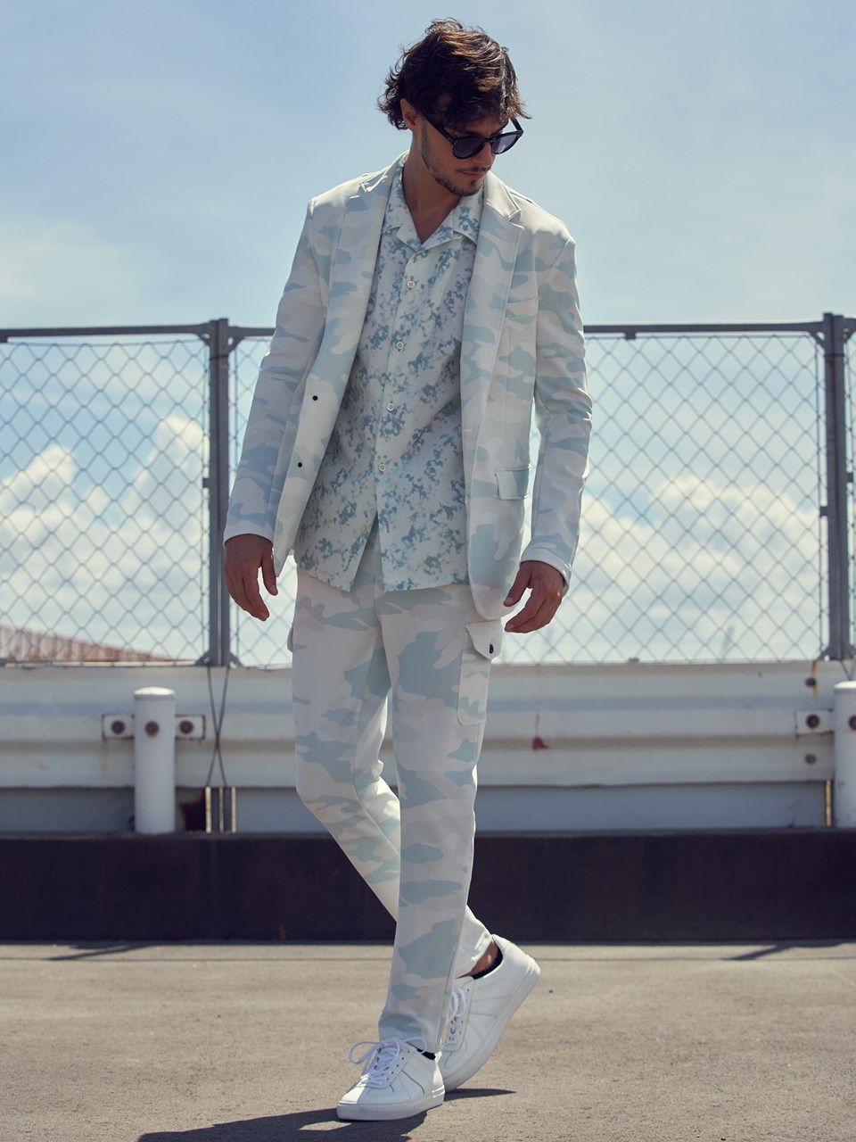 《予約品》 patterned s/s shirt / ハワイアンシャツ / ライトブルー