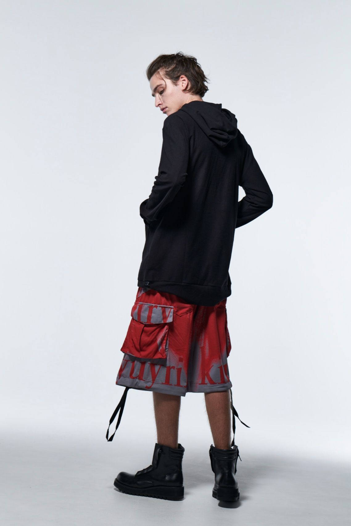 《予約品》 FlareShortCargoPants / レッド＆グレー 【kiryuyrik】 2023年2月以降入荷予定
