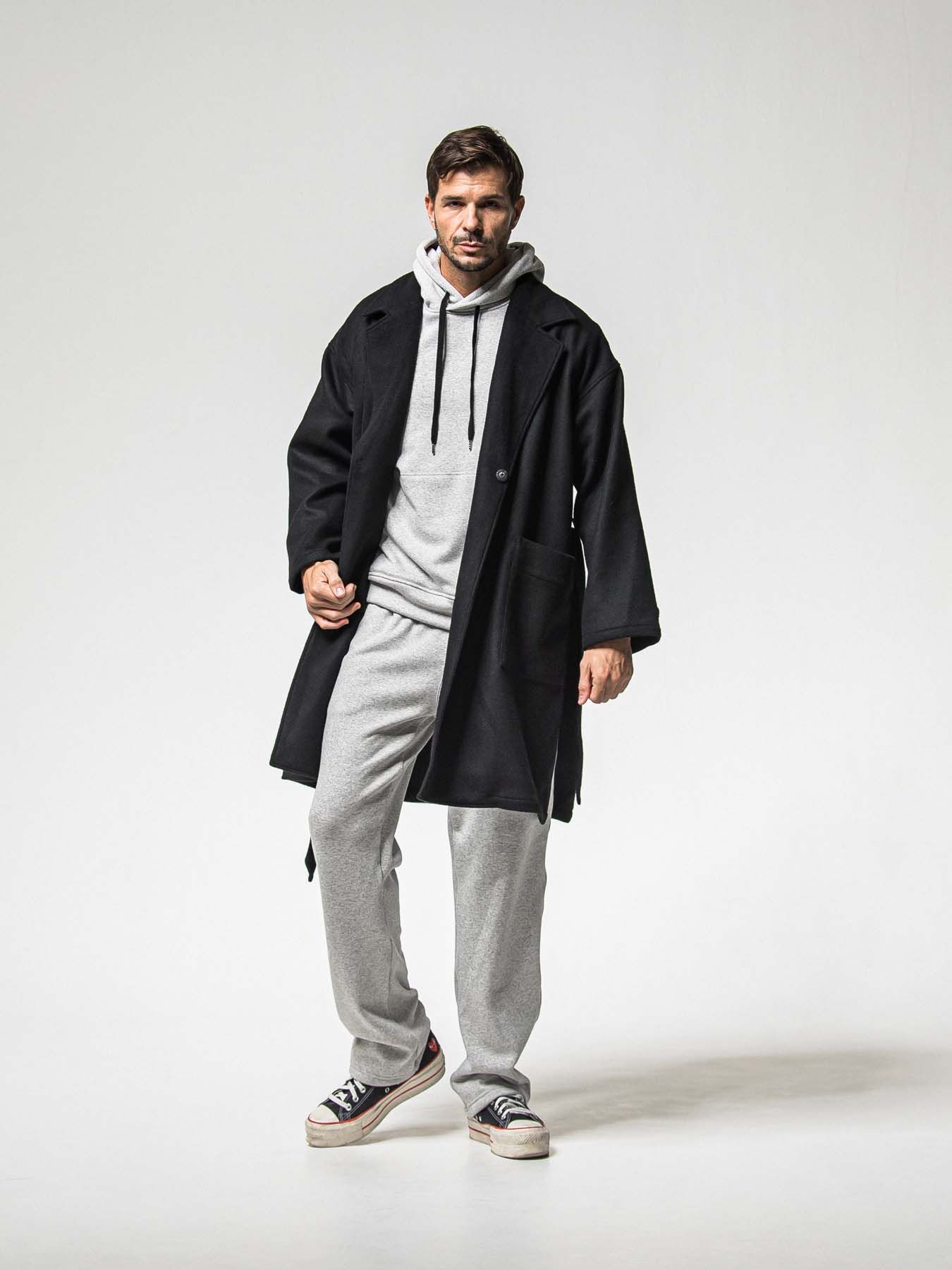 【予約品 8月31日(日) 締切】 VELOURS FLEECE WIDE TUCK PANTS / ベロアフリース ワイドタックパンツ / グレー
