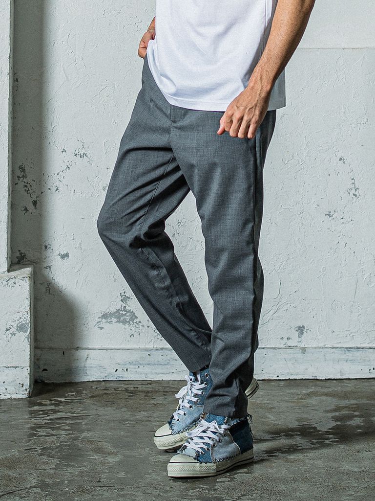 PAT WIDE EASY PANTS / ウオッシャブルトロピカルウール イージーパンツ / ライトグレー