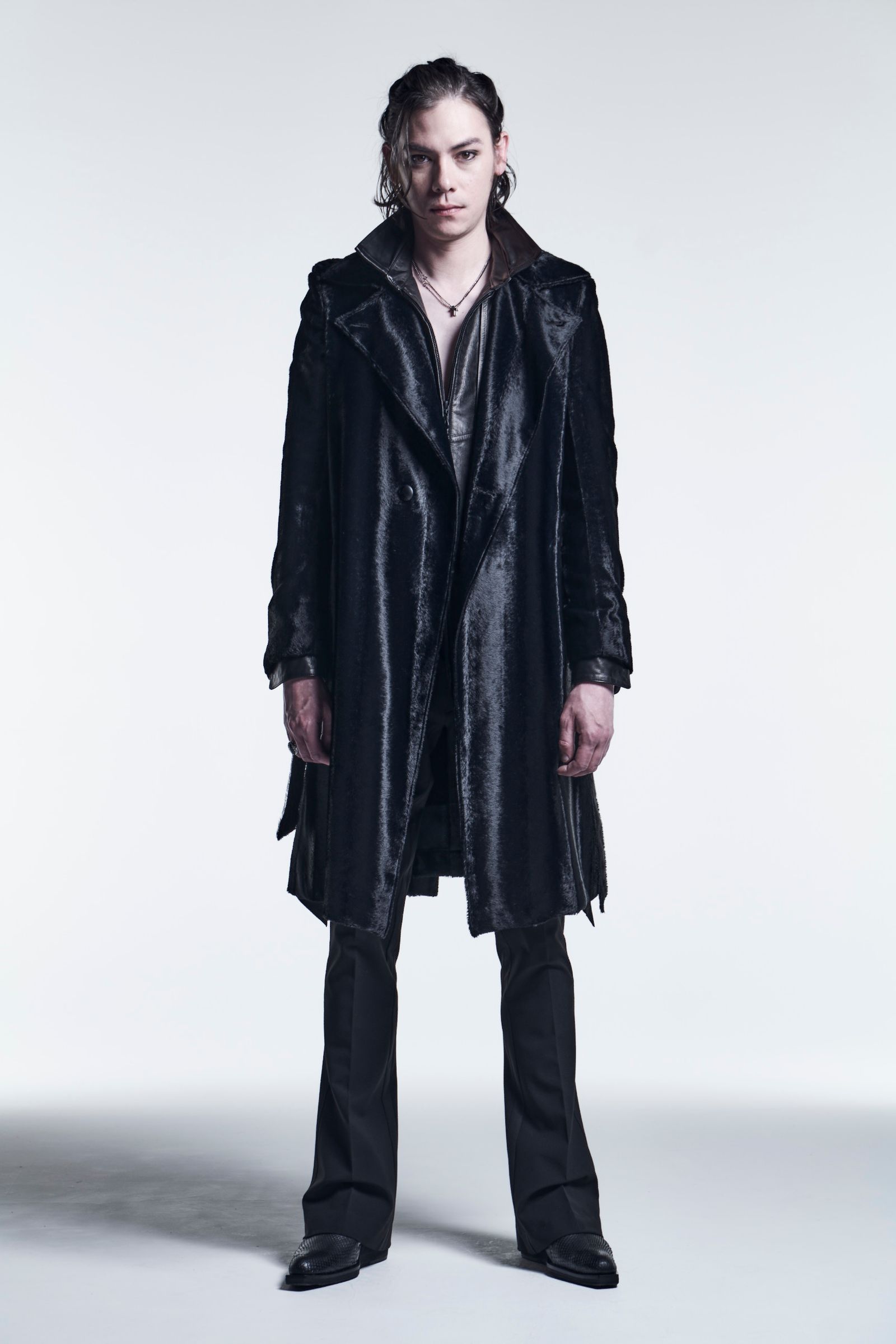 《予約品》 PinTuckLeatherFlareShirts CowLeather / Black 【kiryuyrik】 9月入荷予定