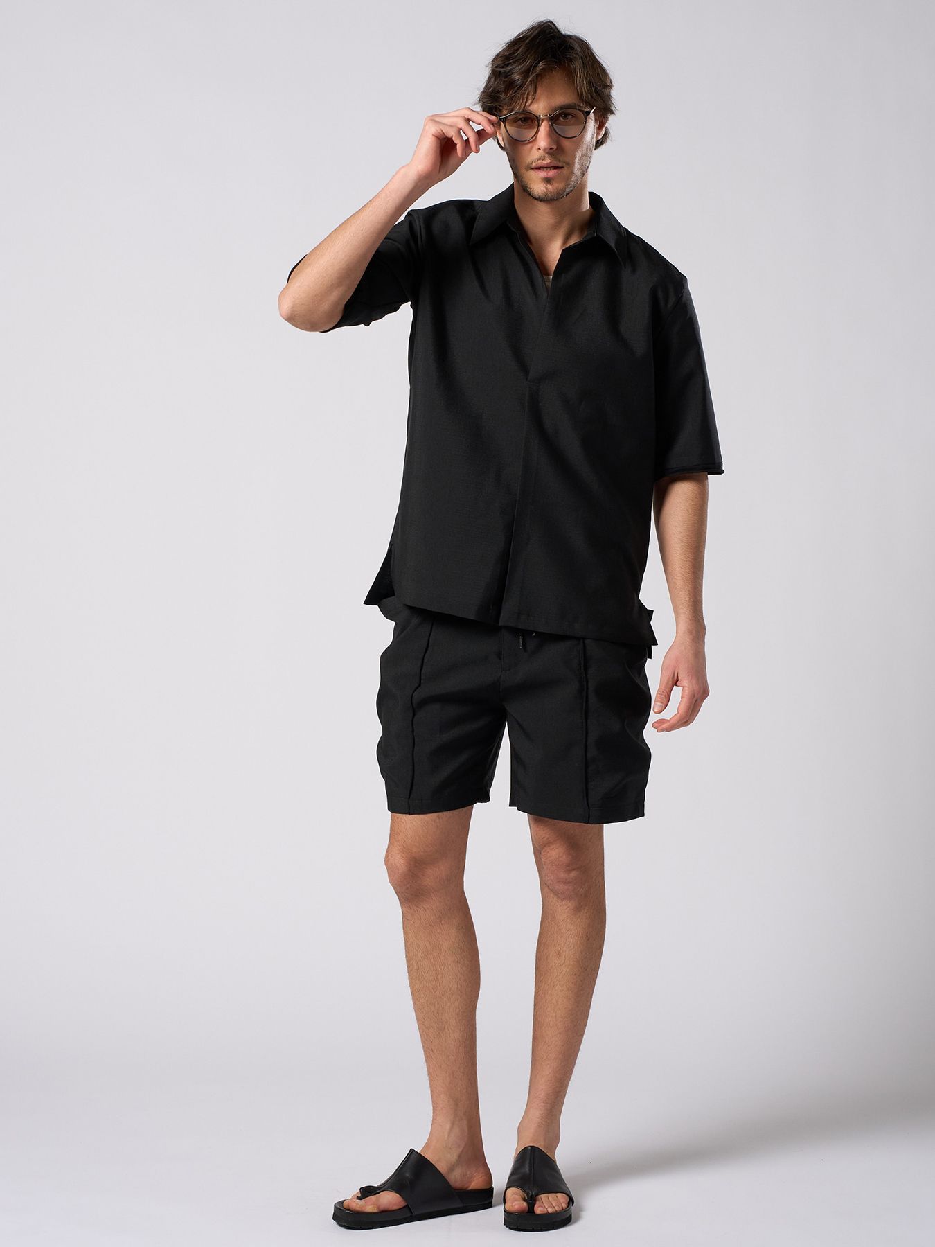 【予約品 1月25日(日) 締切】skipper shirt H/S / スキッパー ハーフスリーブシャツ / ブラック