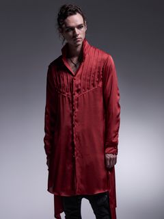 【予約品 7月13日(日) 締切】Pin Tuck Flare Shirt / ピンタックフレアシャツ / レッド