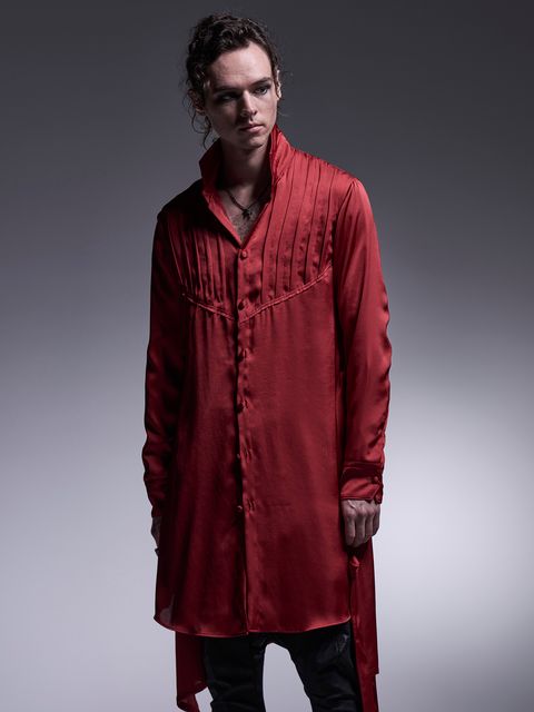 【予約品 7月13日(日) 締切】Pin Tuck Flare Shirt / ピンタックフレアシャツ / レッド