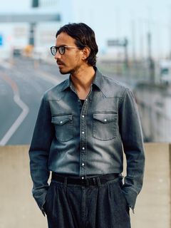 【予約品9月19日 10時締め】 light crash western shirt / ウエスタンシャツ / used