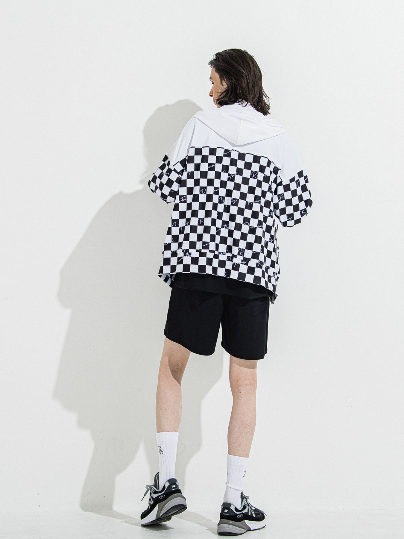 【予約品 】RASH OVER ZIPUP HOODIE / ラッシュガード オーバーサイズジップアップパーカー / チェッカーフラッグ