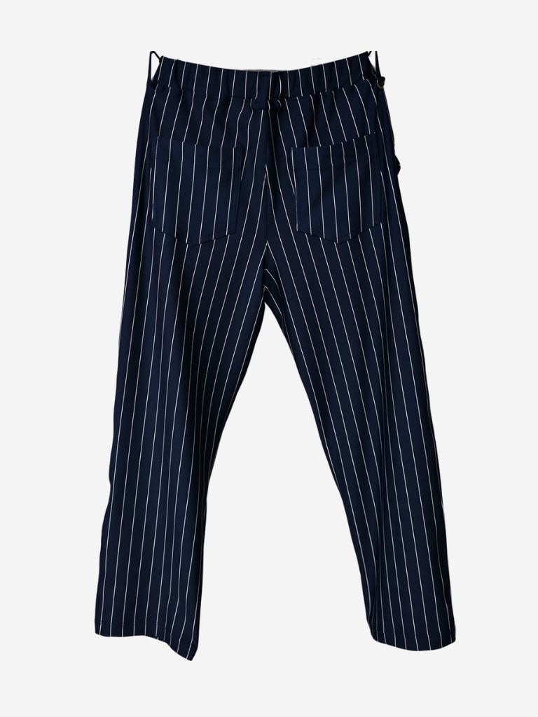 《予約11月17日19時締め》 CHRIS EASY WIDE TUCK PANTS / ワイドタックパンツ / ネイビー・ストライプ