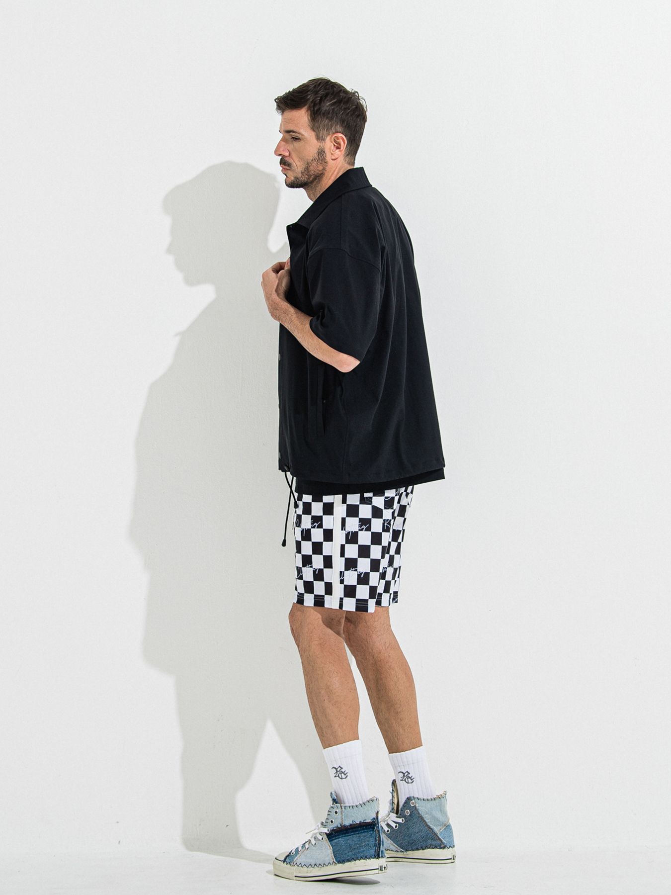 【予約品】NYLON HALF COACH JACKET / ナイロンハーフコーチジャケット / ブラック