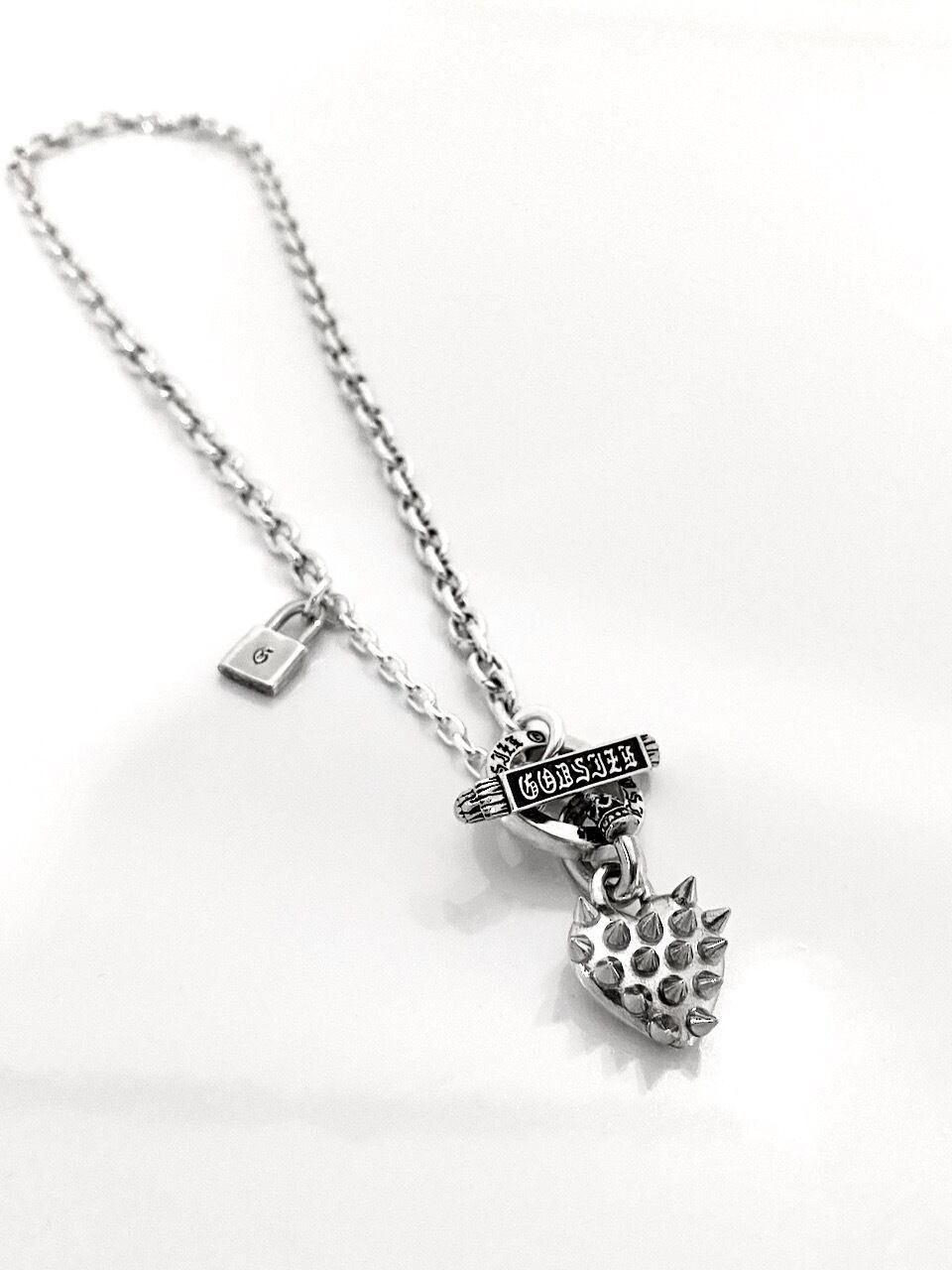 《受注生産》 CHAIN NECKLACE T-BAR [SPIKE : HEART] / スパイクスハートTバーネックレス/ 注文から2～3週間後入荷予定