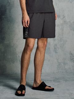 【予約品 1月25日(日) 締切】bandana print panel shorts / バンダナプリントパネル ショーツ / チャコール