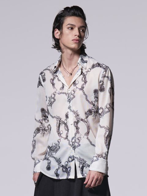 《予約品》 Chain Shirt / シャツ / ホワイトチェーンプリント