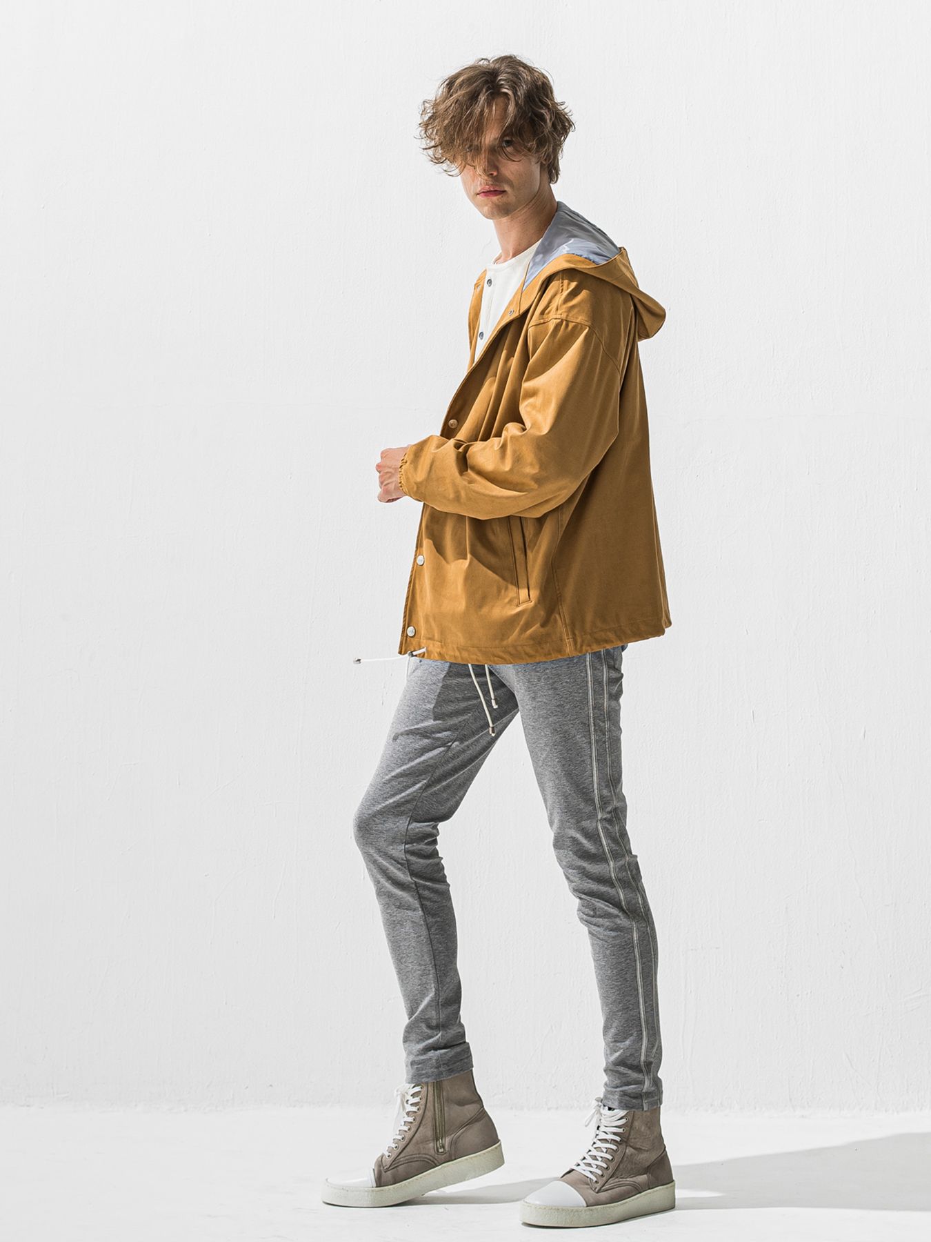 【予約品 9月6日(日) 締切】OVER HENRY VELOURS FLEECE THERMAL / 裏起毛 ハニカムサーマル オーバーサイズヘンリーネック / ホワイト