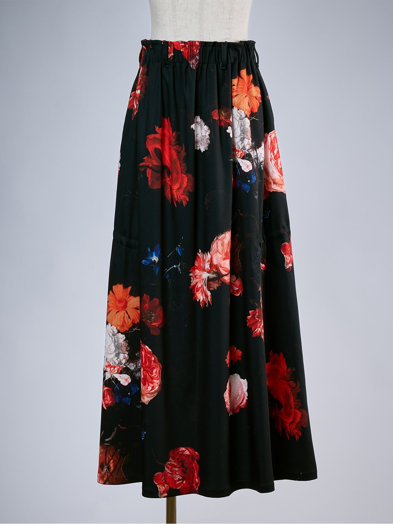 【予約品 10月26日(月) 締切】THEONENESS-FLORA Shirring Skirt / シャーリングスカート / ブラック