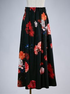 【予約品 10月26日(月) 締切】THEONENESS-FLORA Shirring Skirt / シャーリングスカート / ブラック