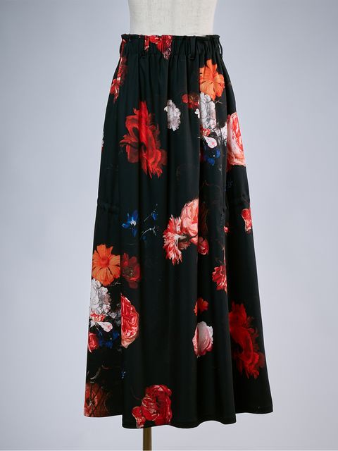 【予約品 10月26日(月) 締切】THEONENESS-FLORA Shirring Skirt / シャーリングスカート / ブラック