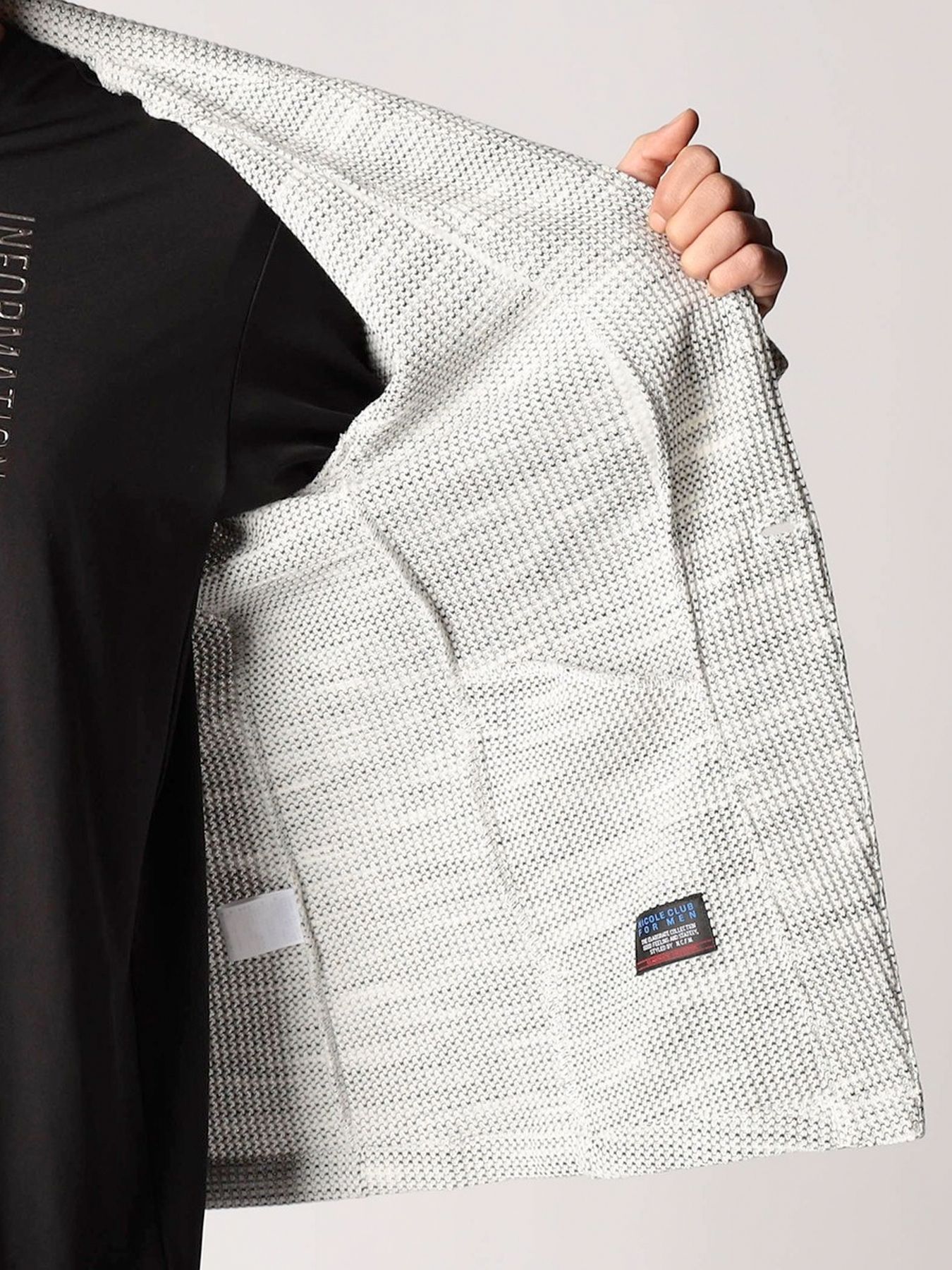 メランジワッフルカットジャケット / ホワイト 【NICOLE CLUB FOR MEN】