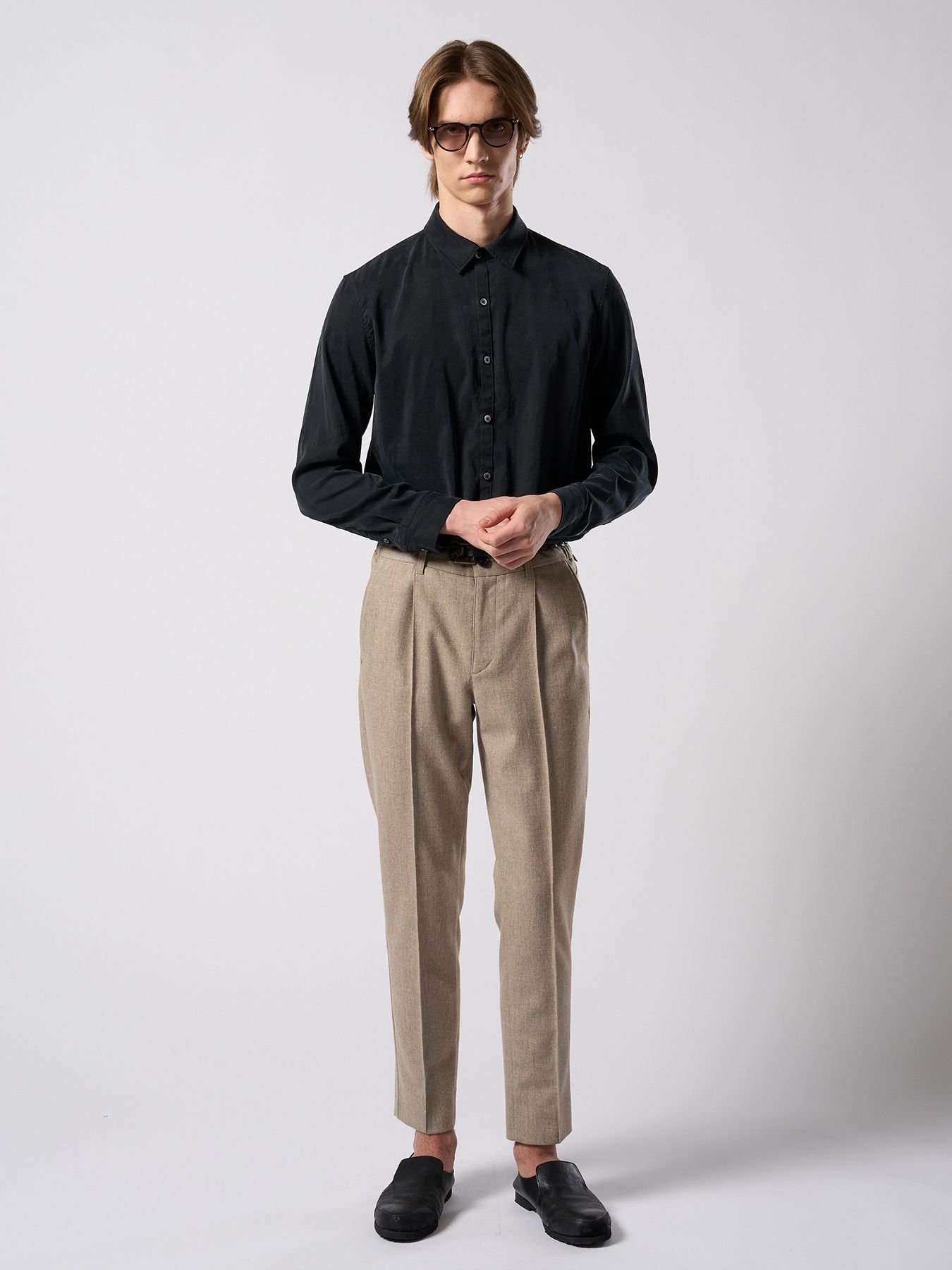 【予約品 4月19日(日) 18時締切】cupuro fibril dress shirt / キュプラフィブリル ドレスシャツ / フェードブラック