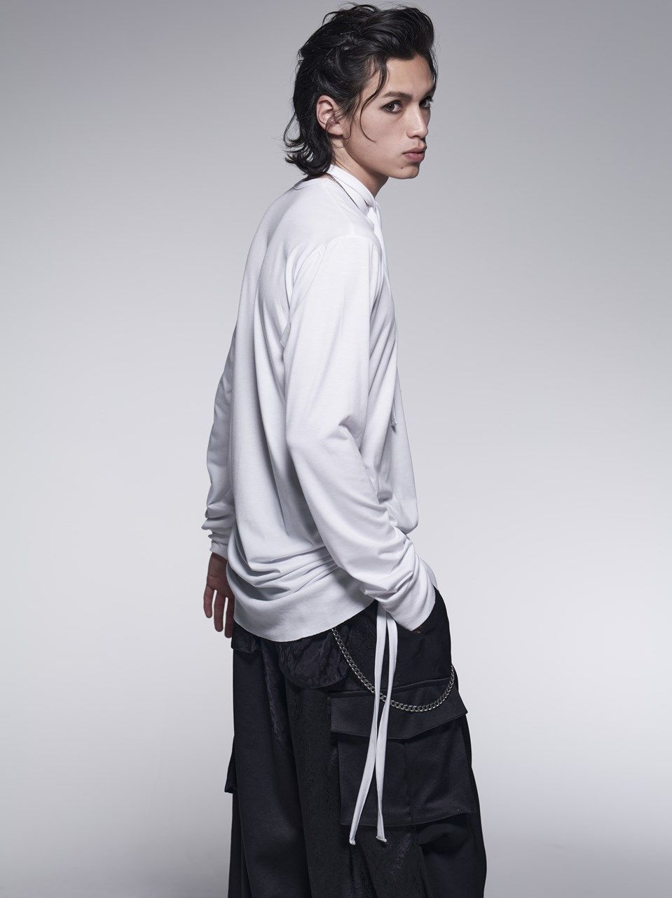 SideShirringRibT-Shirt / サイドシャリーング リブTシャツ / ホワイト 【kiryuyrik】