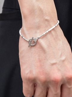 《予約品》 BEADS BRACELET / ブレスレット / ホワイト・シルバー 【Iroquois.SENTI】