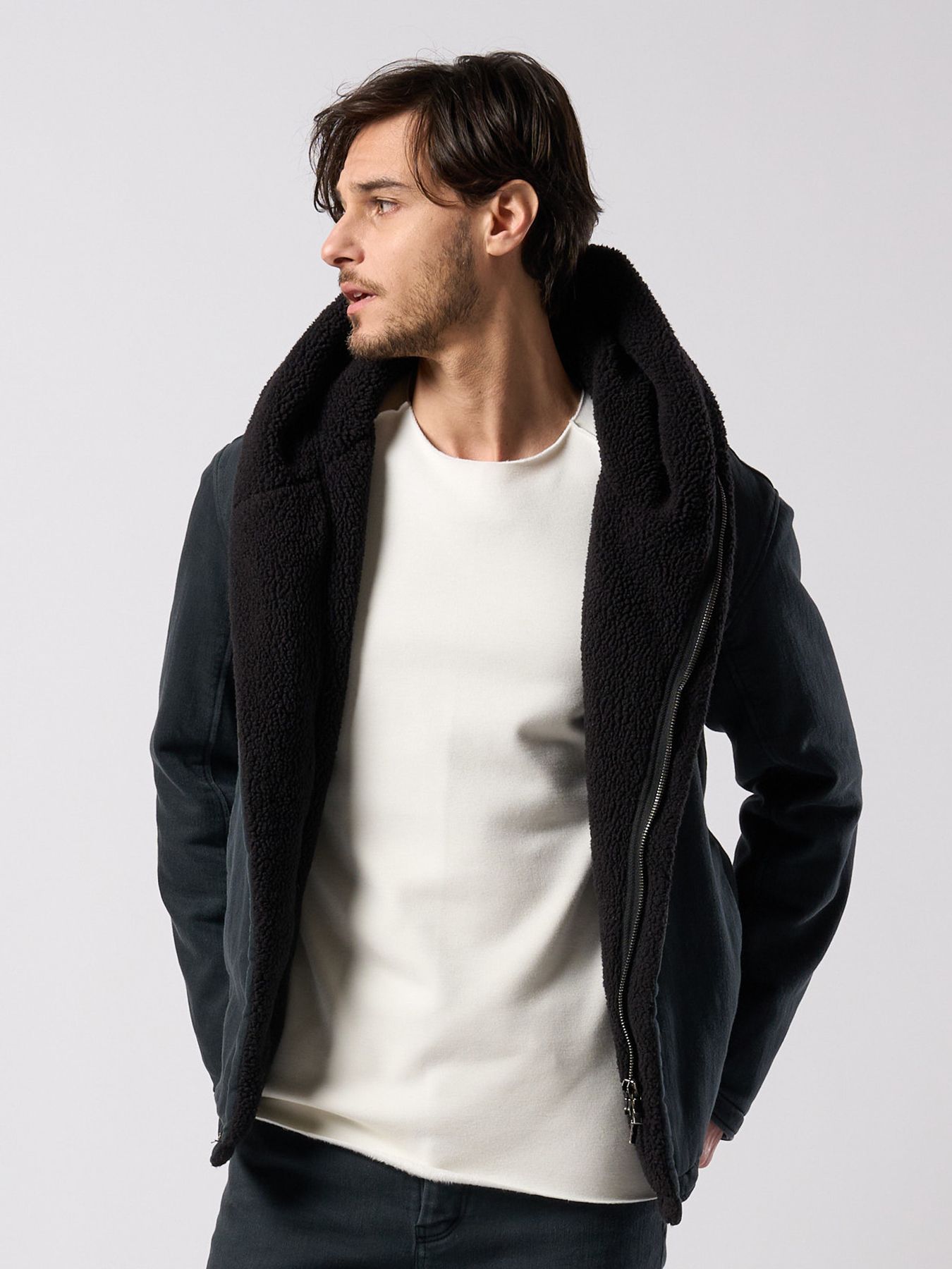 【予約品 4月19日(日) 18時締切】denim jersey hooded riders / デニムジャージー フーデッドライダース / ブラックユーズド