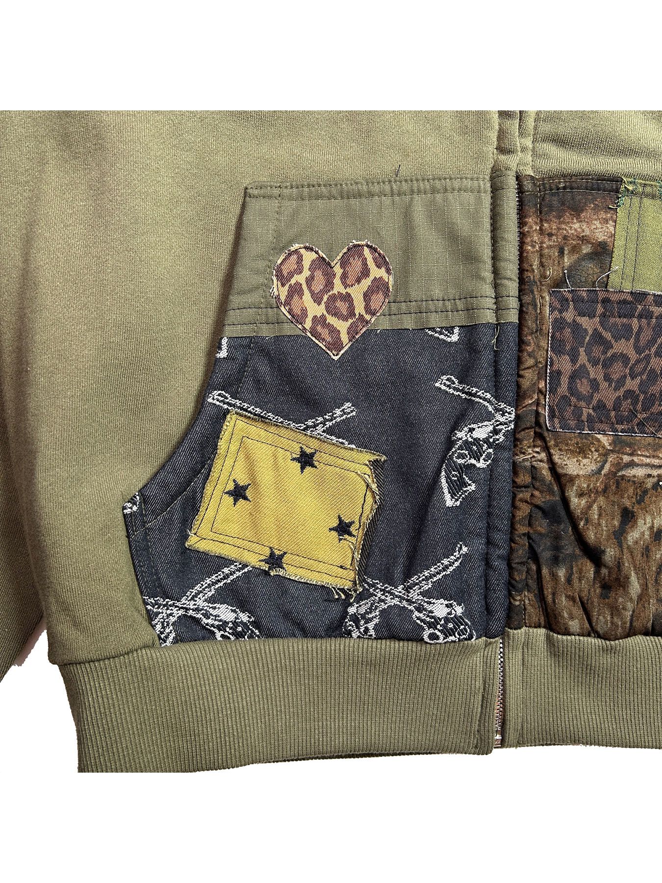 【予約品 8月10日(日) 締切 】PATCH WORK HOODIE / パッチワーク フーディー / カーキ