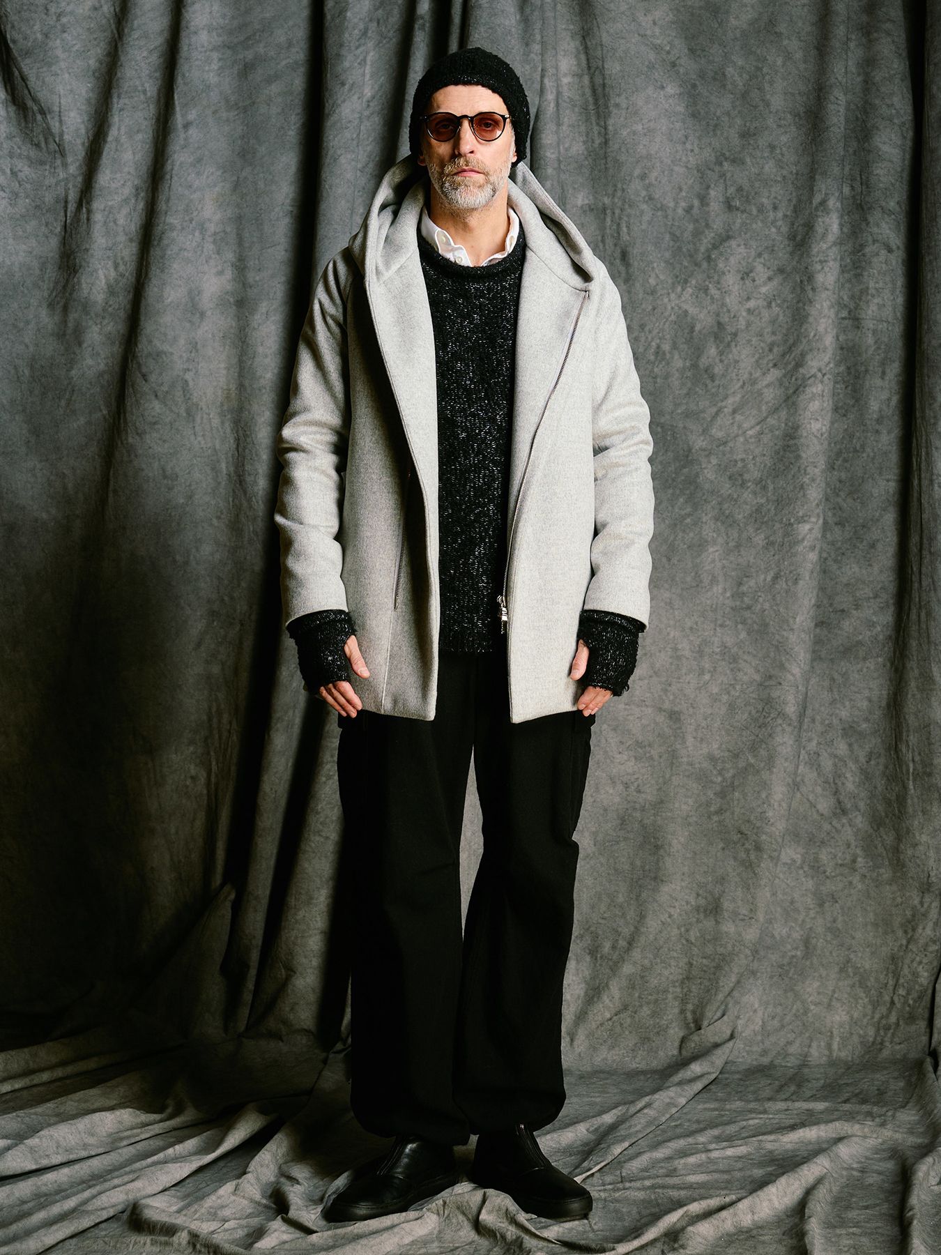 【予約品 4月19日(日) 18時締切】fancy yarn knit hand warmer / ニットハンドウォーマー / ブラック