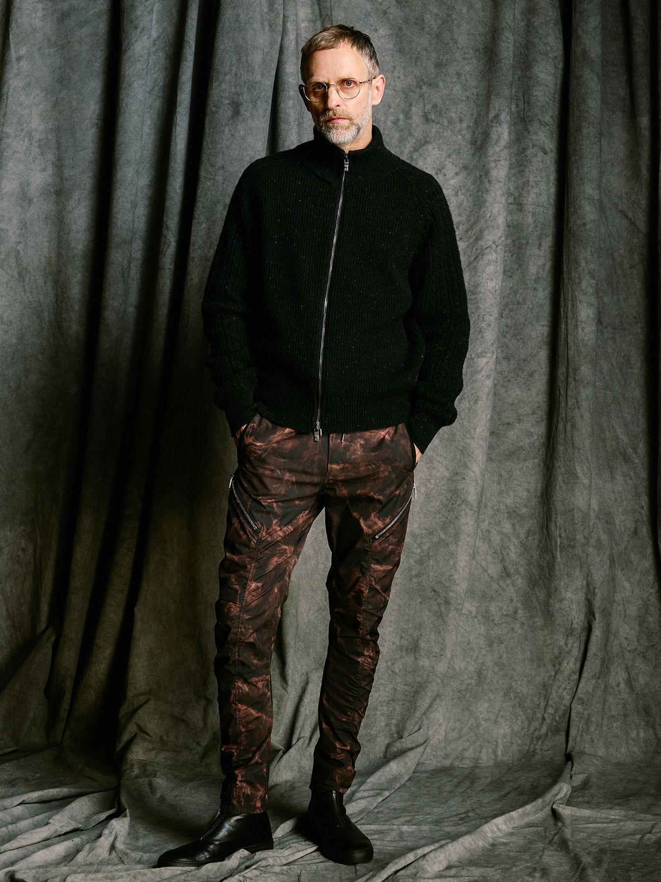 【予約品 4月19日(日) 18時締切】lomond×powder zip-up knit / ジップアップニット / ブラック