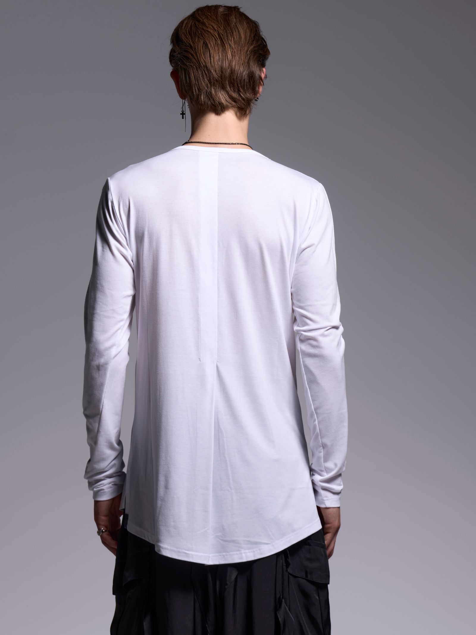 【予約品 1月4日(日) 締切】W-Frill-V-Neck-T / ダブルフリルTシャツ / ホワイト