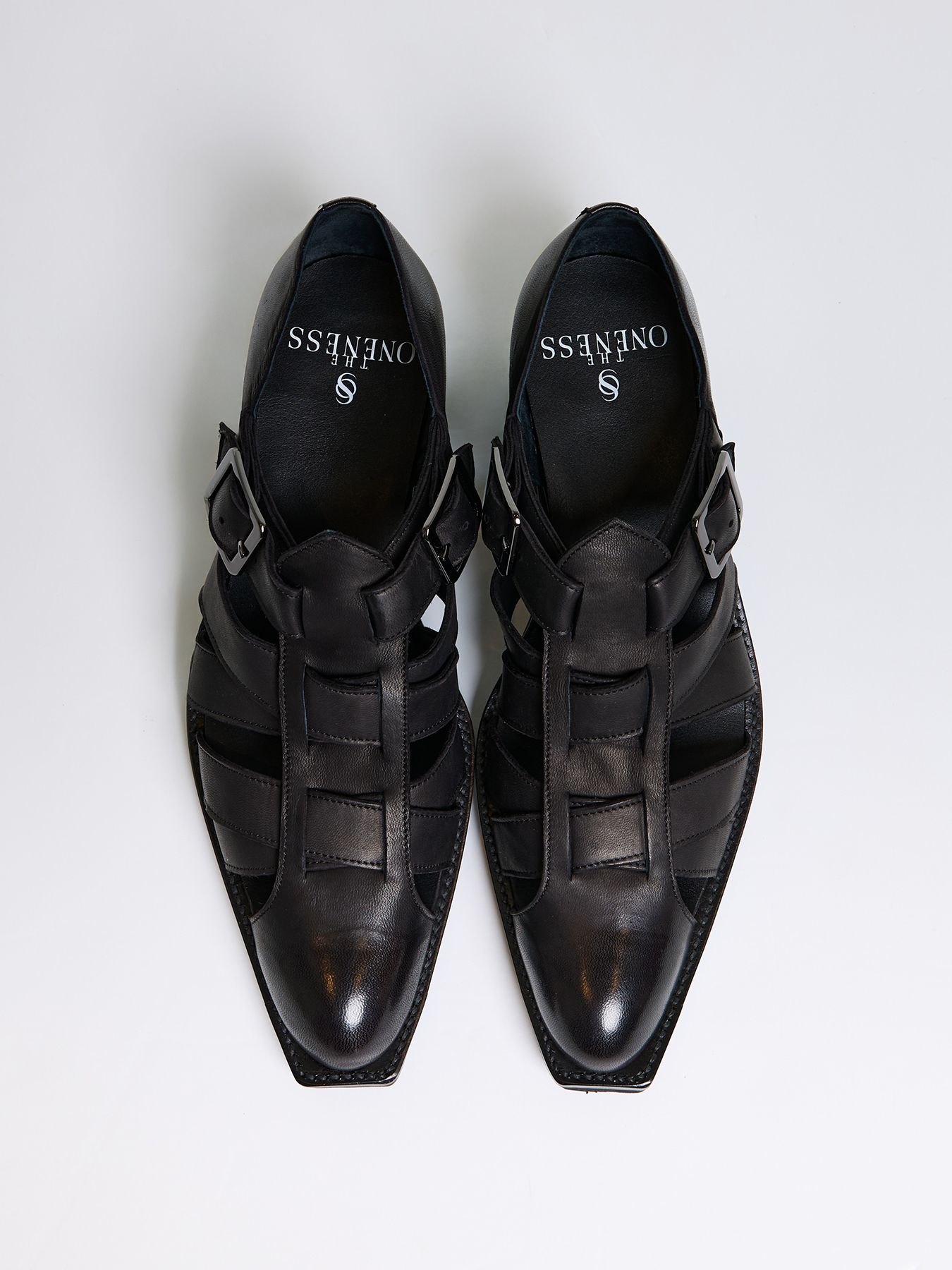 【予約品 4月26日(日) 締切】Eco Horse Hide Gladiator Ankle Boots / エコホースレザー グラディエーター アンクルブーツ / ブラック