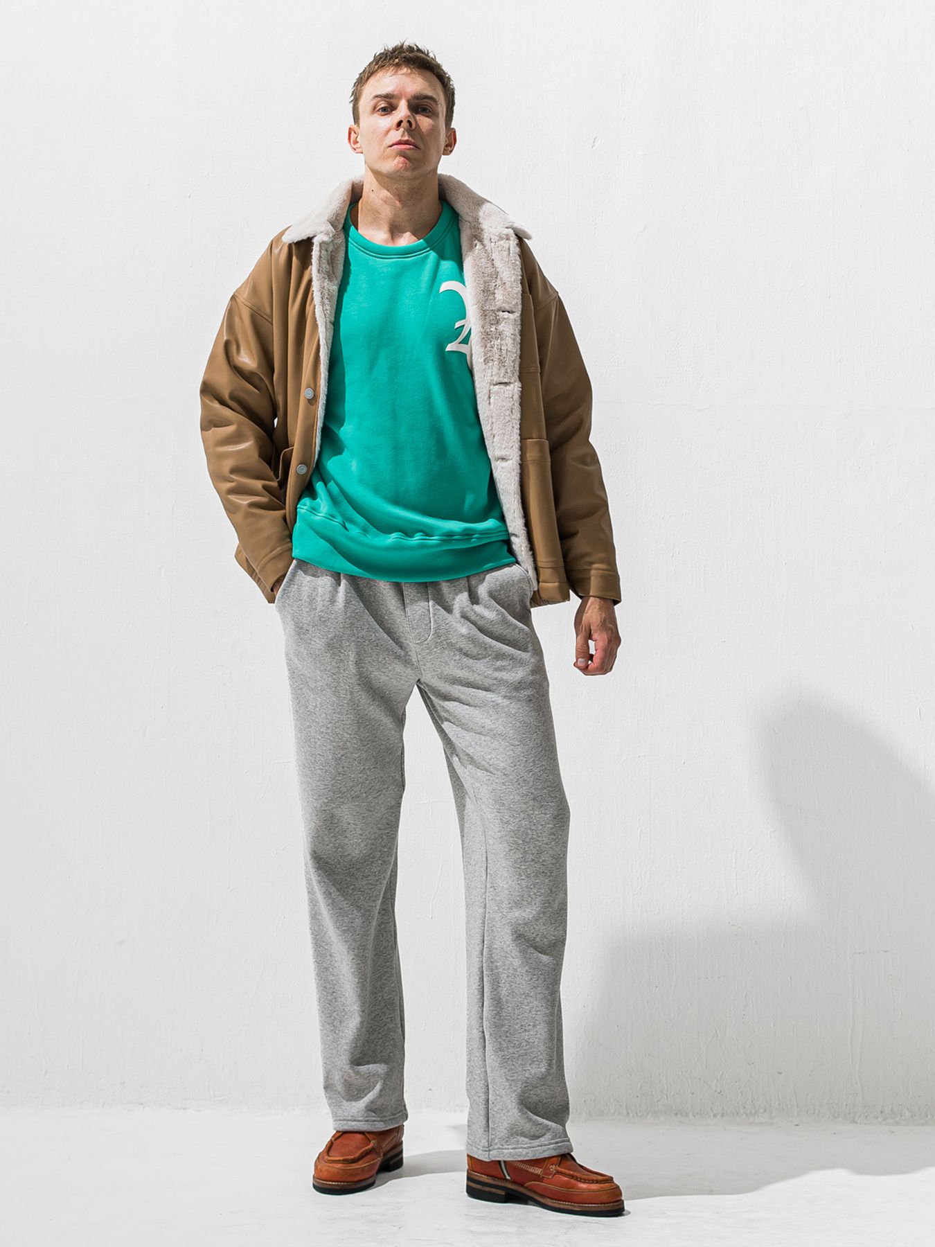 【予約品 9月6日(日) 締切】LEATHER FUR COVERALL / レザー ファー カバーオール / ベージュ