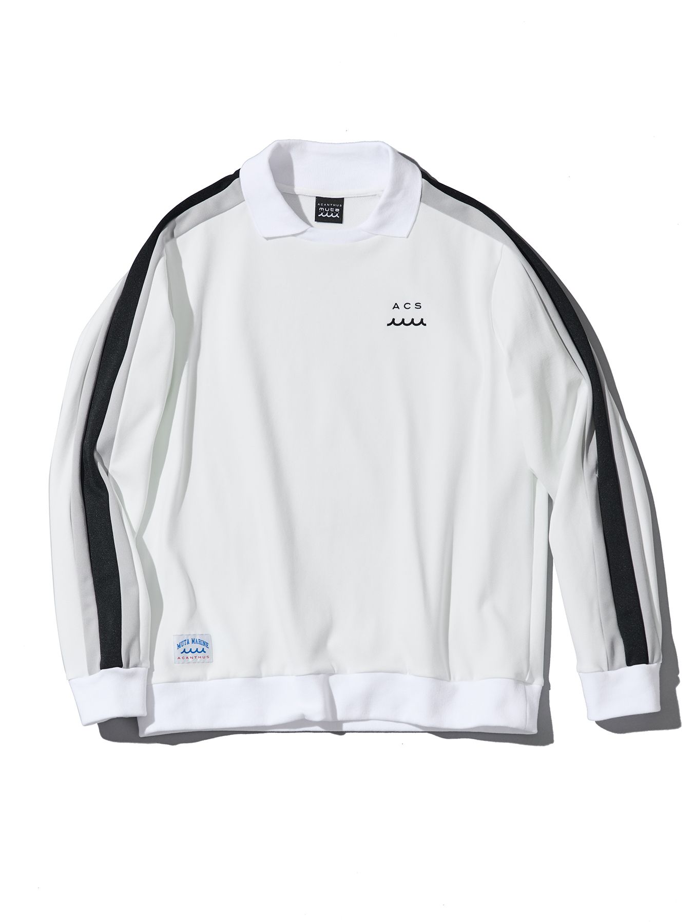 【予約品 10月9日(木) 締切】muta Polo Crewneck / 衿付スウェット / ホワイト【Acanthus × muta MARINE】
