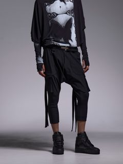 【予約品 1月4日(日) 締切】Coating 3/4 Sarrouel Pants / 七分丈 コーティング サルエルパンツ / ブラック