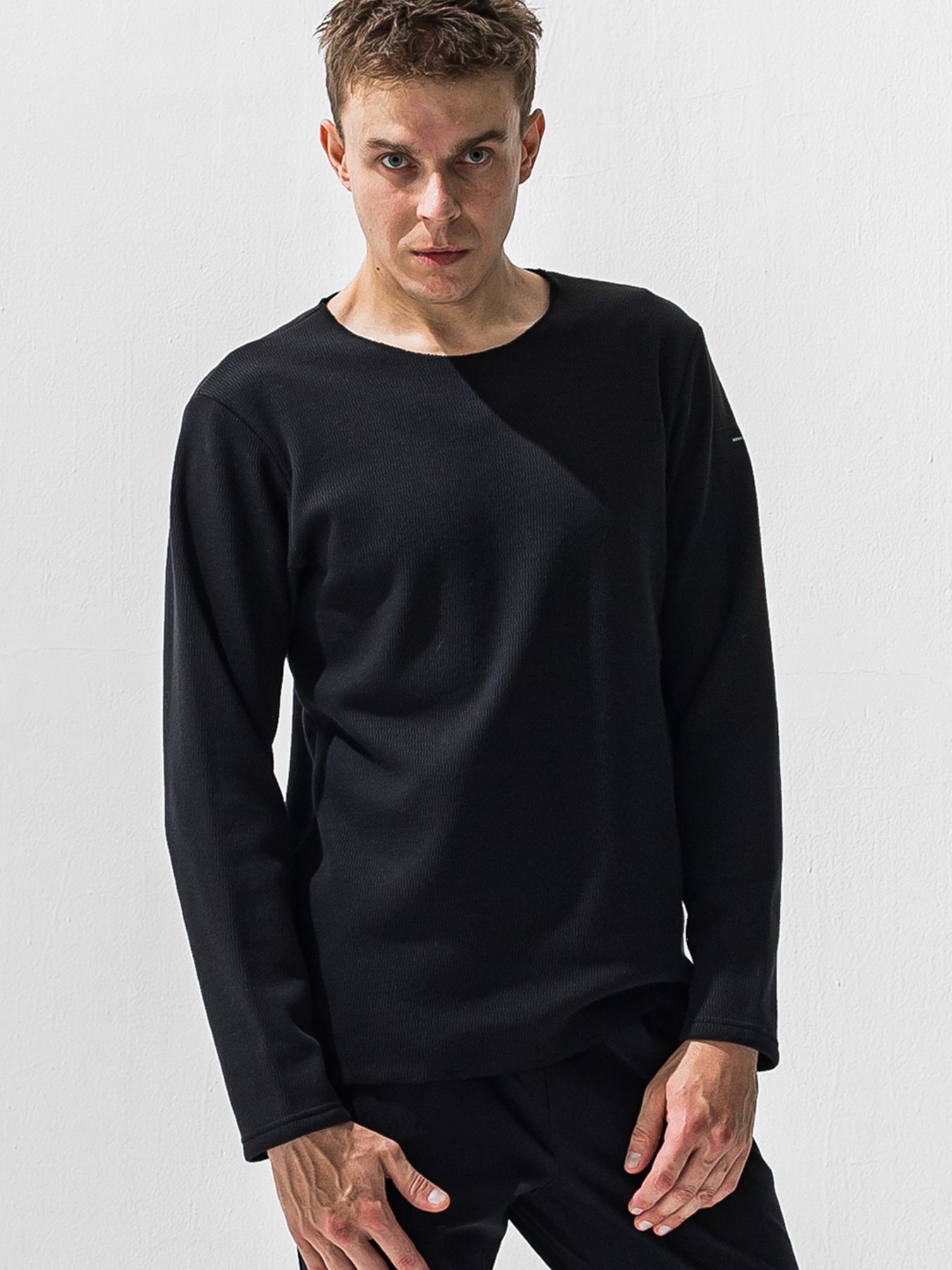 【予約品 9月6日(日) 締切】VELOURS FLEECE NEO THERMAL / 裏起毛 ハニカムサーマル ロングスリーブTシャツ / ブラック