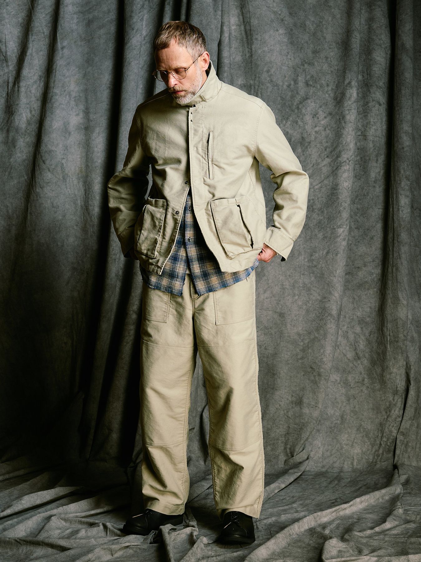 【予約品 4月19日(日) 18時締切】heavy moleskin short coverall jacket / ヘビーモールスキン ショートカバーオールジャケット / ライトカーキ