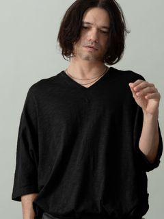 【予約品 2月1日(日) 締切】KITE V-NECK / Vネック ニットT / ブラック